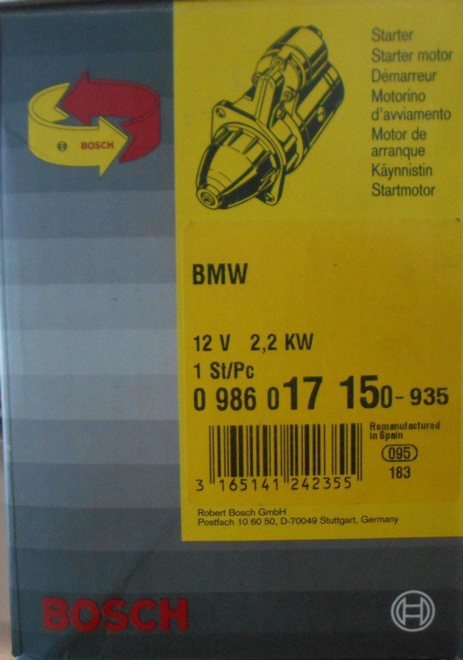 BMW Tutti pezzi di ricambio auto: Anlasser+Alternator für Young + Oldtimer – Nuovo e nell'imballaggio originale da Altstätten SG venduto da cardeal