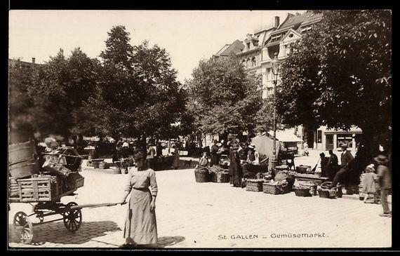 Cartes postales: AK St. Gallen, Gemüsemarkt – D'occasion à Berlin par bartko-reher