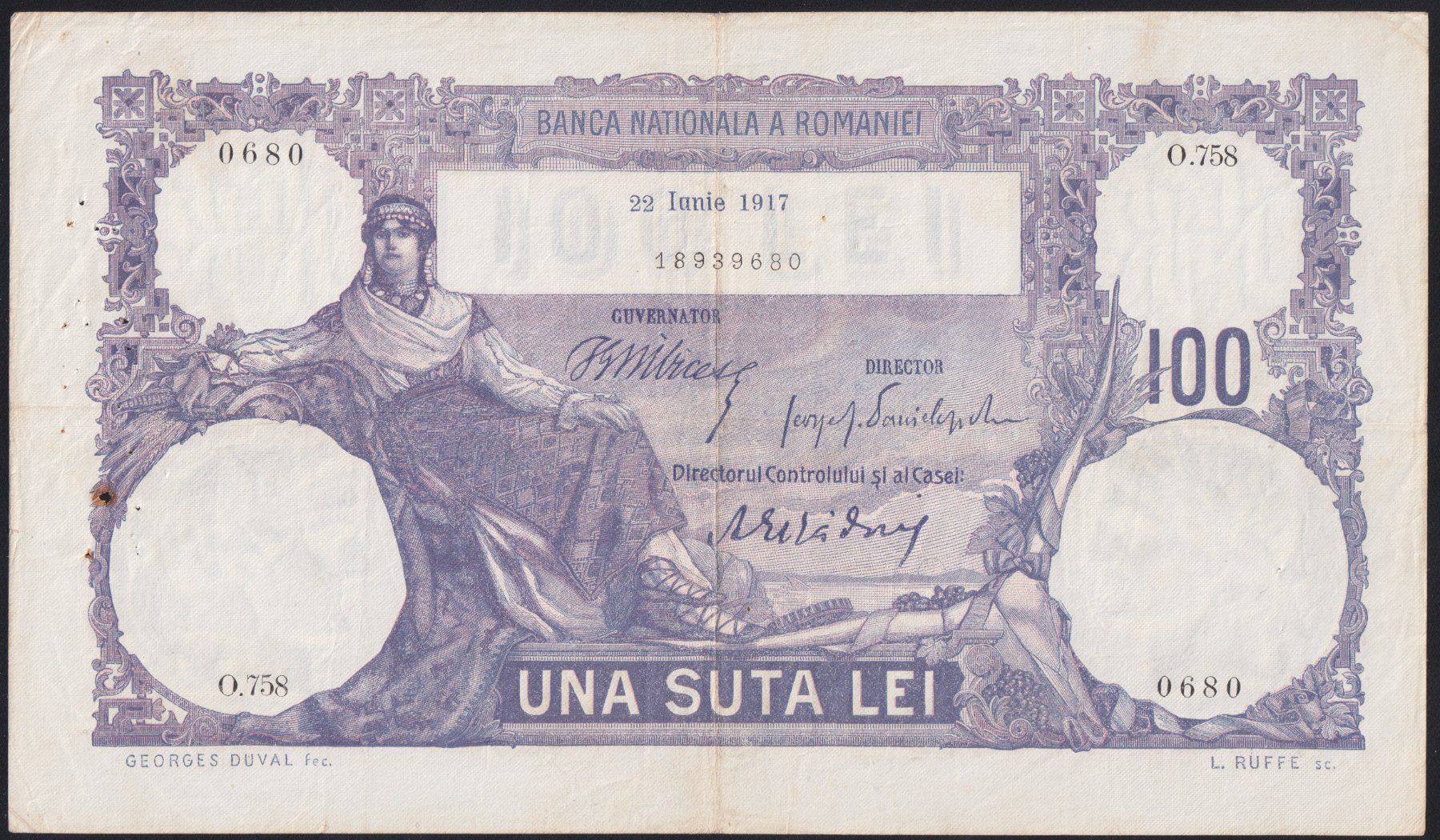Billets de banque: Rumänien 100 Lei 1917 – D'occasion à Naters par Radman