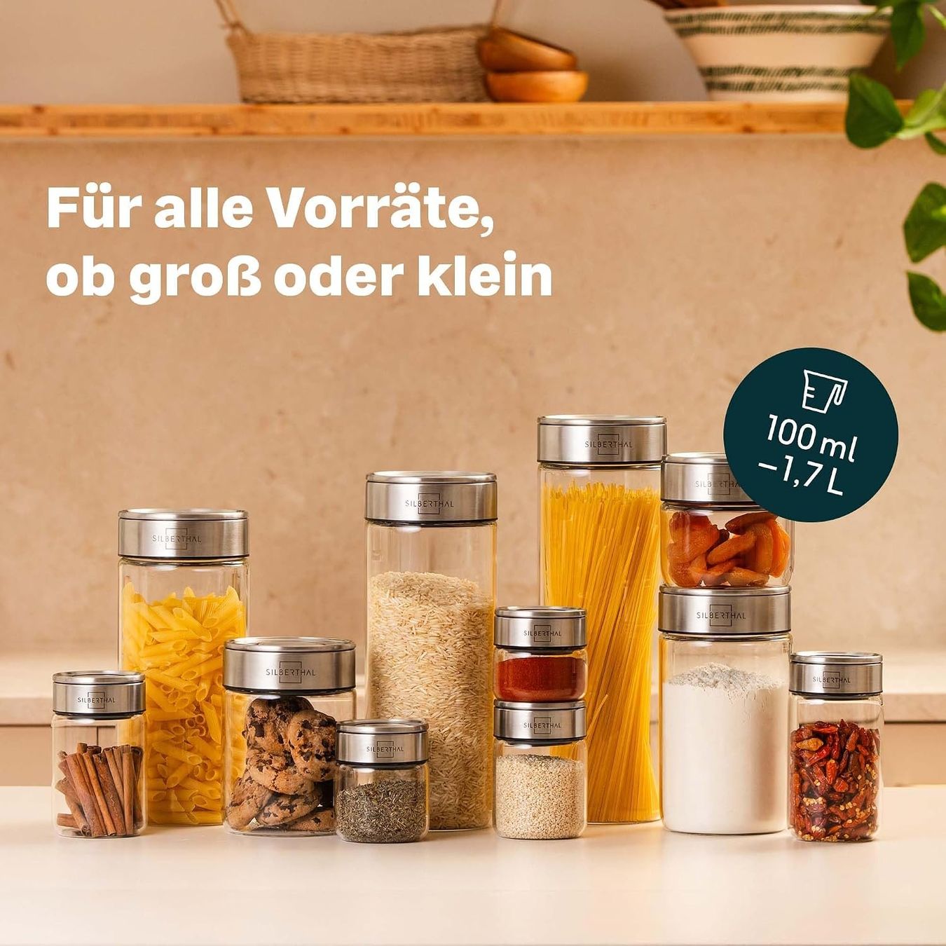 Bicchieri: Vorratsgläser 4er Set Mix mit Klickdeckel stapelbar – Nuovo e nell'imballaggio originale da Schaffhausen venduto da Helvetiqo 8