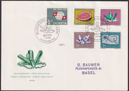 1959, B91-B95 Pro Patria FDC mit ET-Stempel, SBK: 35.-