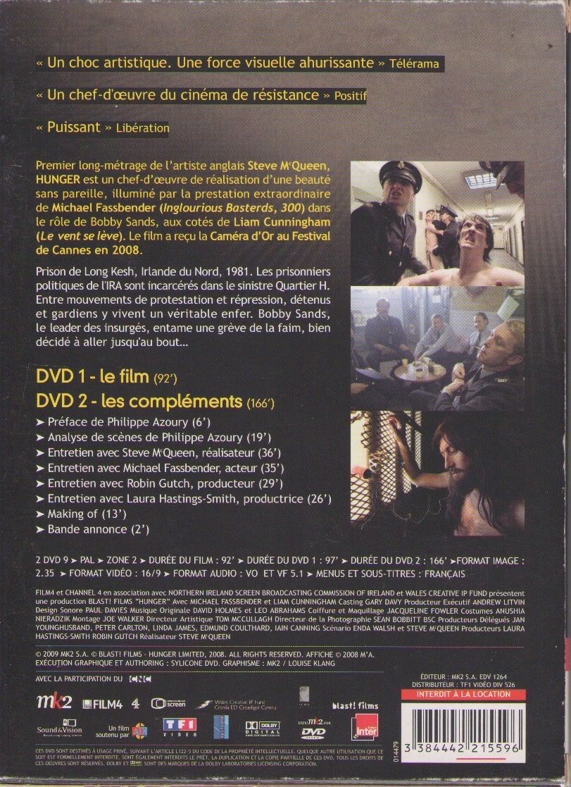 Tutti i DVDs: HUNGER - STEVE McQUEEN - MICHAEL FASSBENDER – Usato da Lausanne venduto da sbar224 1