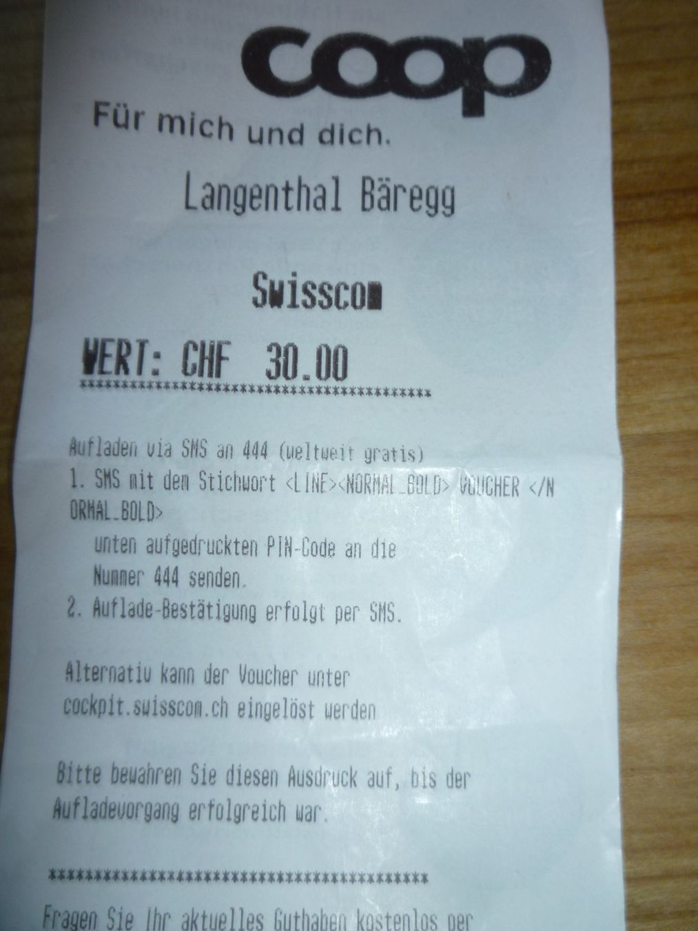 Swisscom Telefon- & Taxkarten: Prepay Gutschein – Neu (gemäss Beschreibung) aus Aarwangen von Webla15