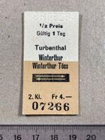 Turbenthal - Winterthur / W. Töss, altes Bahn Billett, SBB