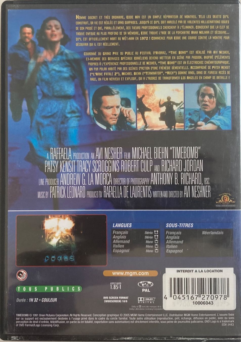 Tutti i DVDs: MICHAEL BIEHN / PATSY KENSIT - TIME BOMB – Usato da Poliez-Pittet venduto da Newtown-Records 1