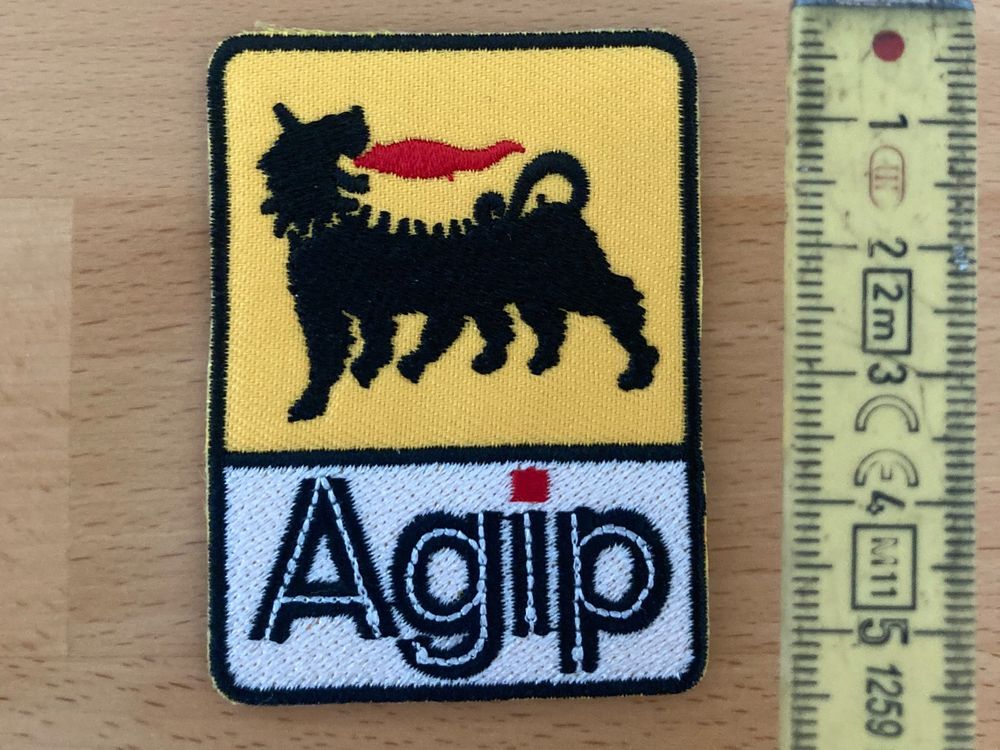 Toppa Ricamata Termoadesiva Agip Patch Racer - 7x7.2 Cm, Per Moto, Racing, Abbigliamento