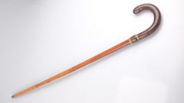 Gehstock Spazierstock Malakka Holz Horn Antik Vintage 90cm