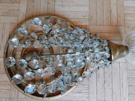 Lampadario vintage cristalli pendenti ottone luce calda 