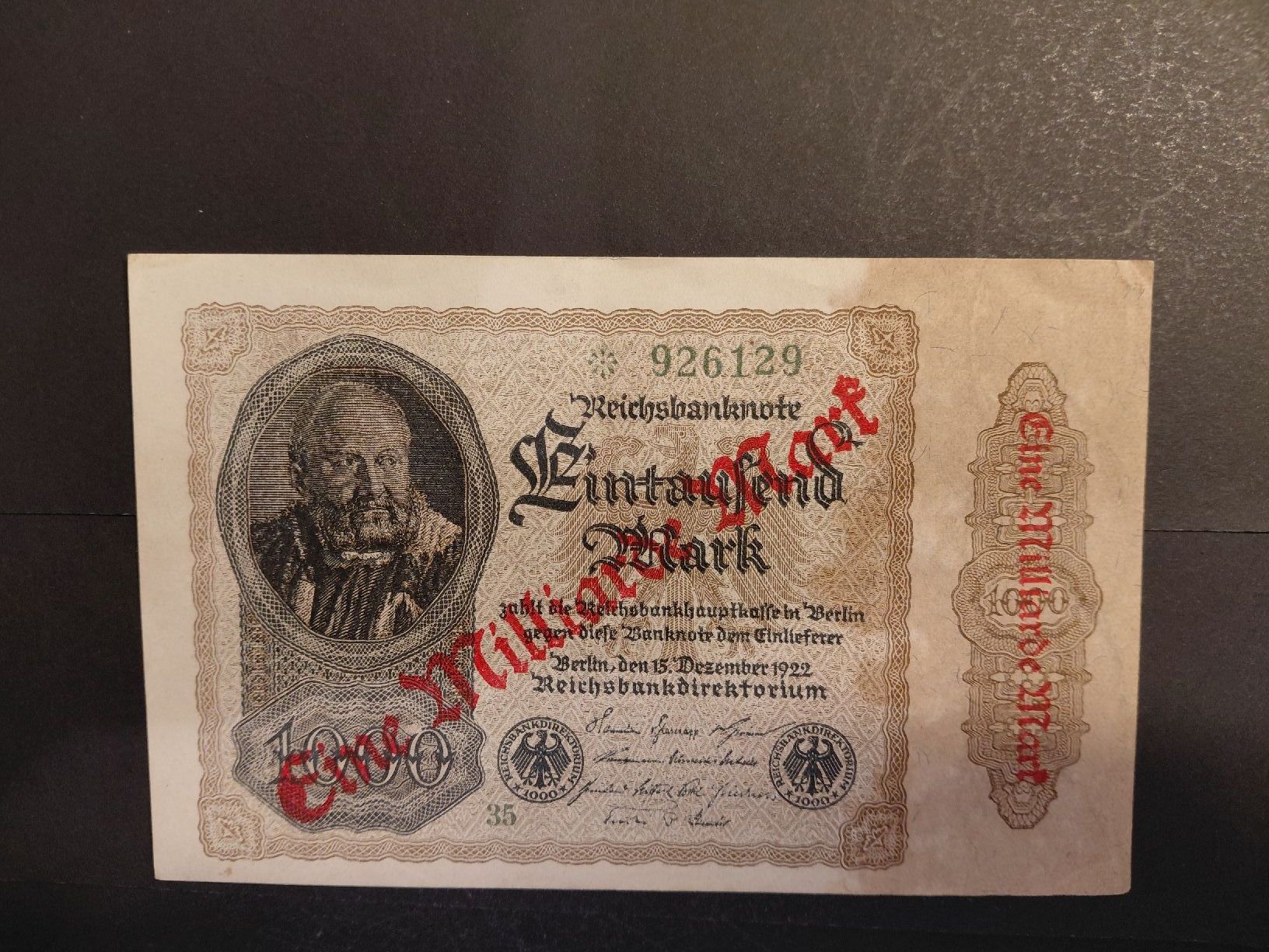 Banconote: Deutschland 1 Milliarde Mark Überdruck – Usato da Bern venduto da scottie3014