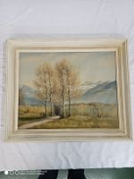 Ölgemälde Herbstlandschaft mit Bergen, signiert W. Mott, 