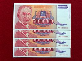 Belgrad 1993 - 4x50000000 Dinara UNC - Mihajlo PUPIN