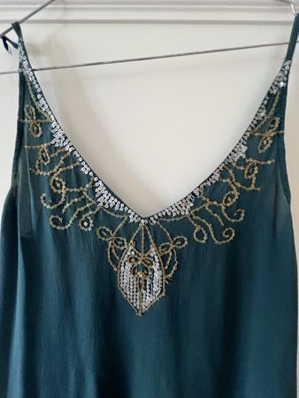 Robe Maje 100% Soie T2 Unique Perles & Sequins Été Chic