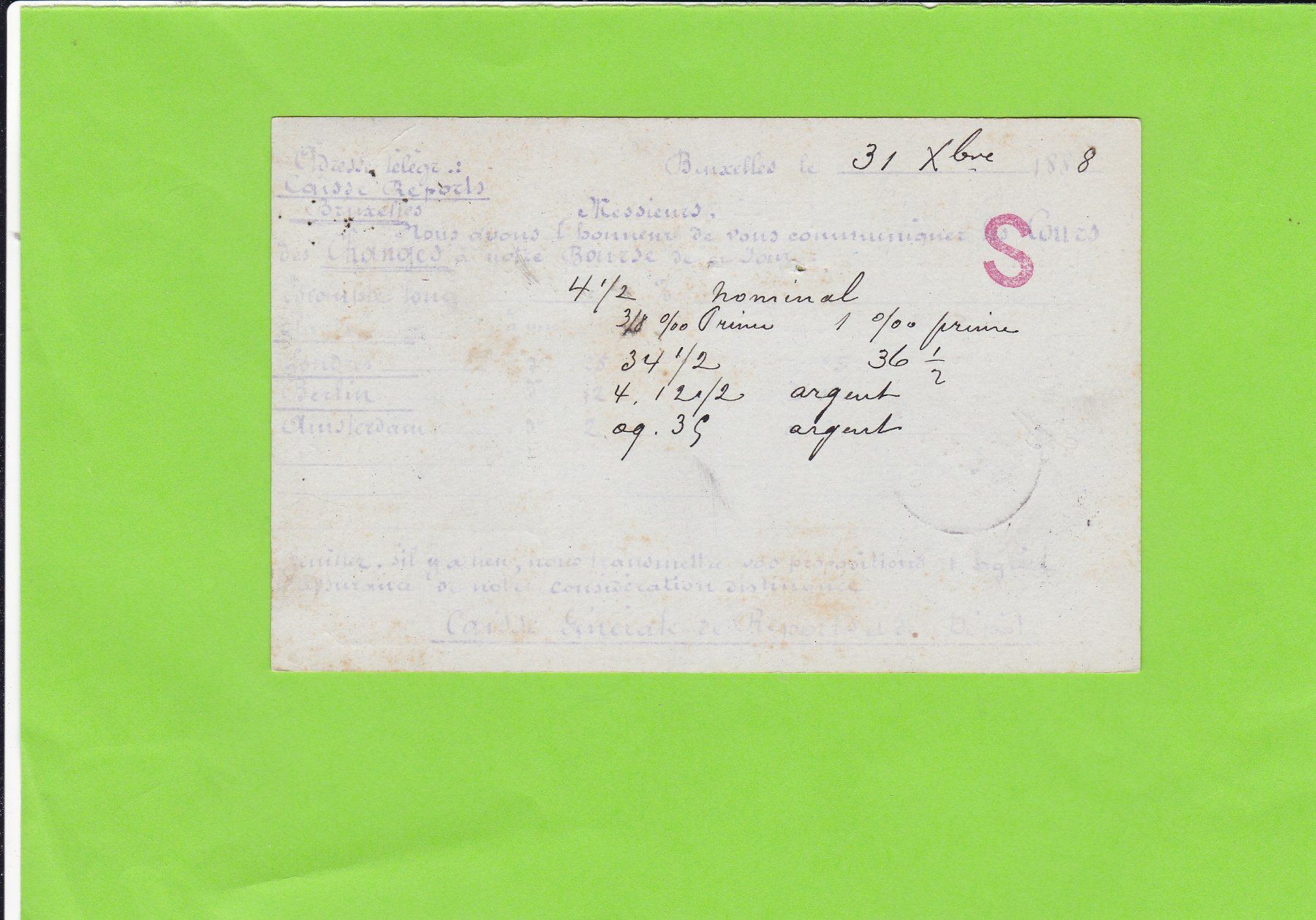 Ansichtskarten: Postkaart-Belgie--1889 – Gebraucht aus St. Peterzell von neckertal 1