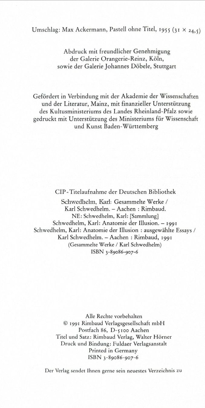 Libri: Schwedhelm Karl, Anatomie der Illusion – Nuovo (secondo la descrizione) da Sarnen venduto da Livres 2