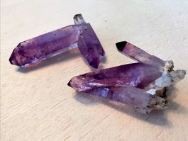 2 Stk interessante Amethyste - Stufe / Doppelender