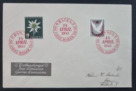 1945 : Ersttagsbrief mit Nr. W22 (Basler Taube)