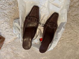 Ferragamo Brown Leather Heeled Mules