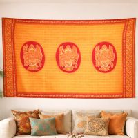 Mantra Schal Lunghi OM Ganesh Indien Benares Tuch  10