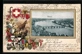 Basel, Ortsansicht aus der Vogelschau mi