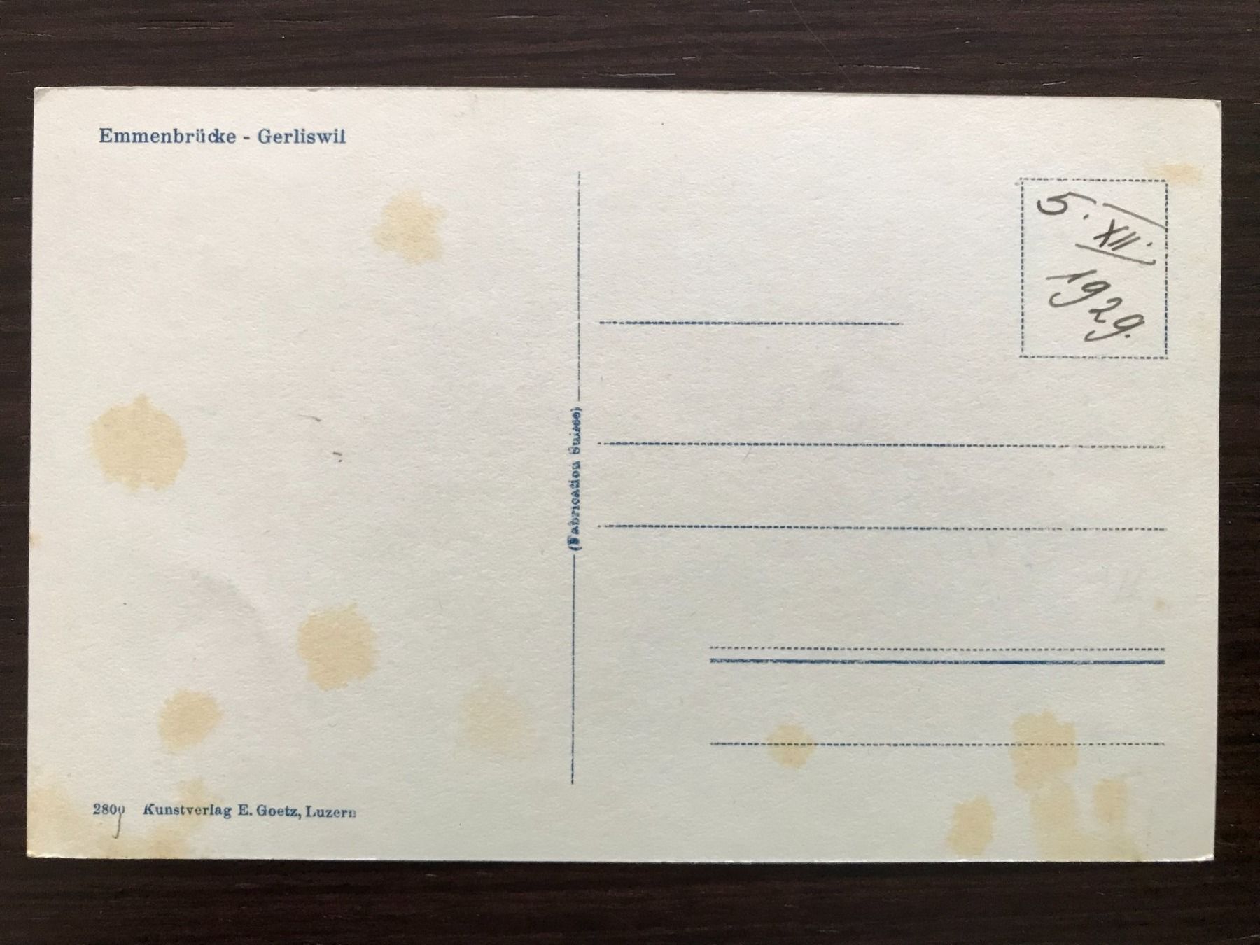 Ansichtskarten: EMMENBRÜCKE - GERLISWIL 1929 – Gebraucht aus Wald ZH von  1