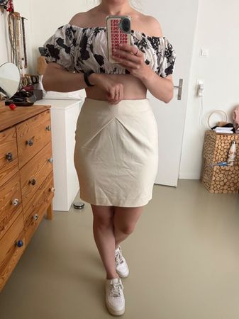Jupe beige H&M coton stretch 38 | H&M Rock Beige Stretch 38