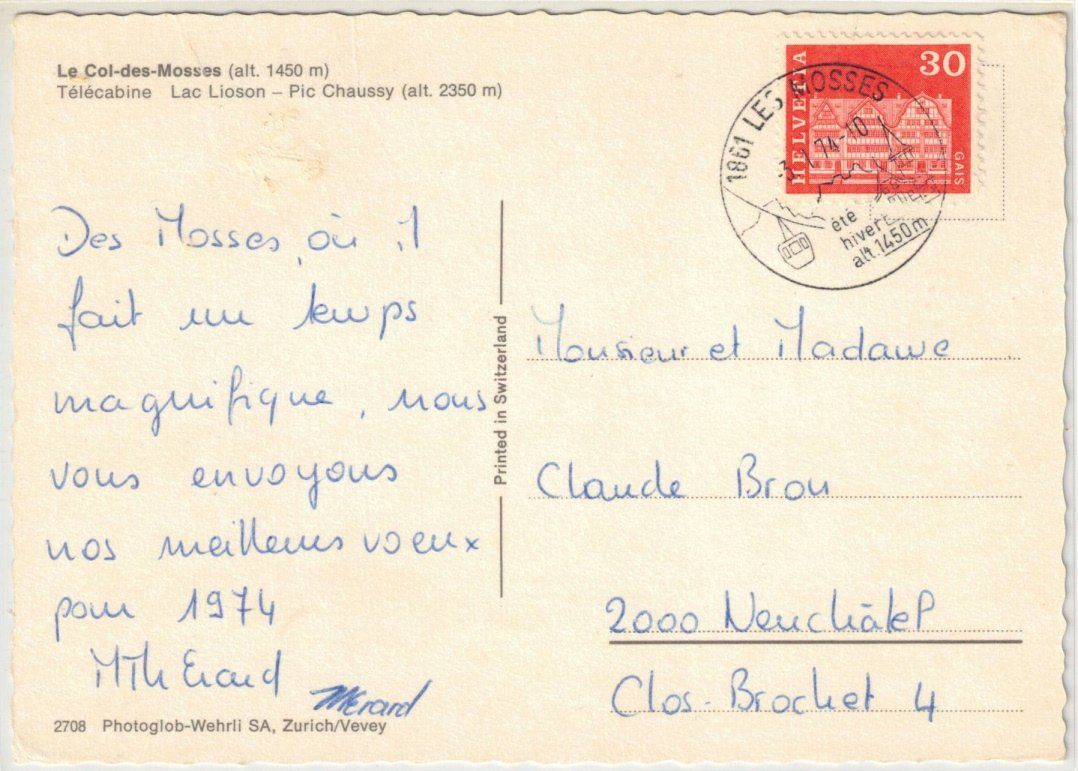 Cartoline postali: Col des Mosses - Gondelbahn – Usato da Binningen venduto da Mountainrider 1