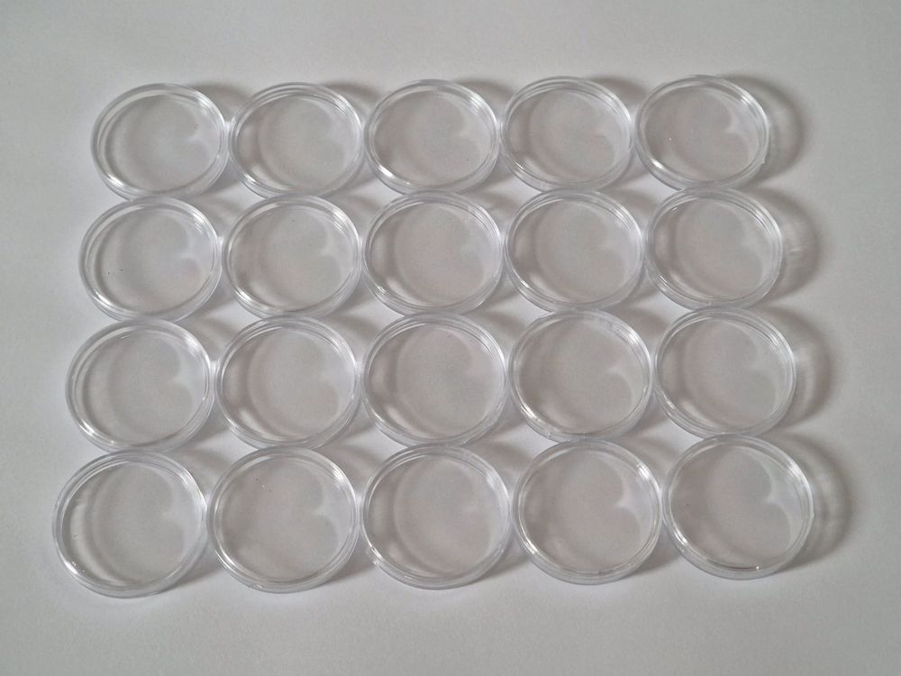 Lot de 100 étuis ronds transparents pour pièces de monnaie de 2 cm