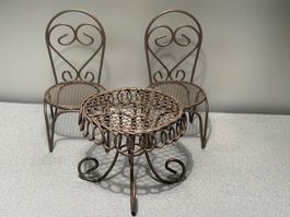 Vintage Style, Puppenstube Set, Metall, Tisch & Stühle, Top!