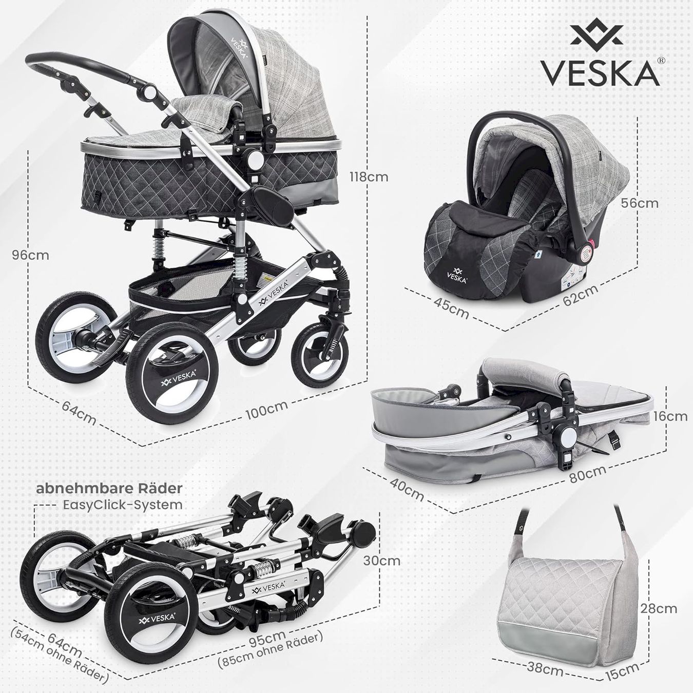 Carrozzine: Kombi-Kinderwagen Schwarz - anthrazit – Nuovo e nell'imballaggio originale da Bottighofen venduto da zaap 5