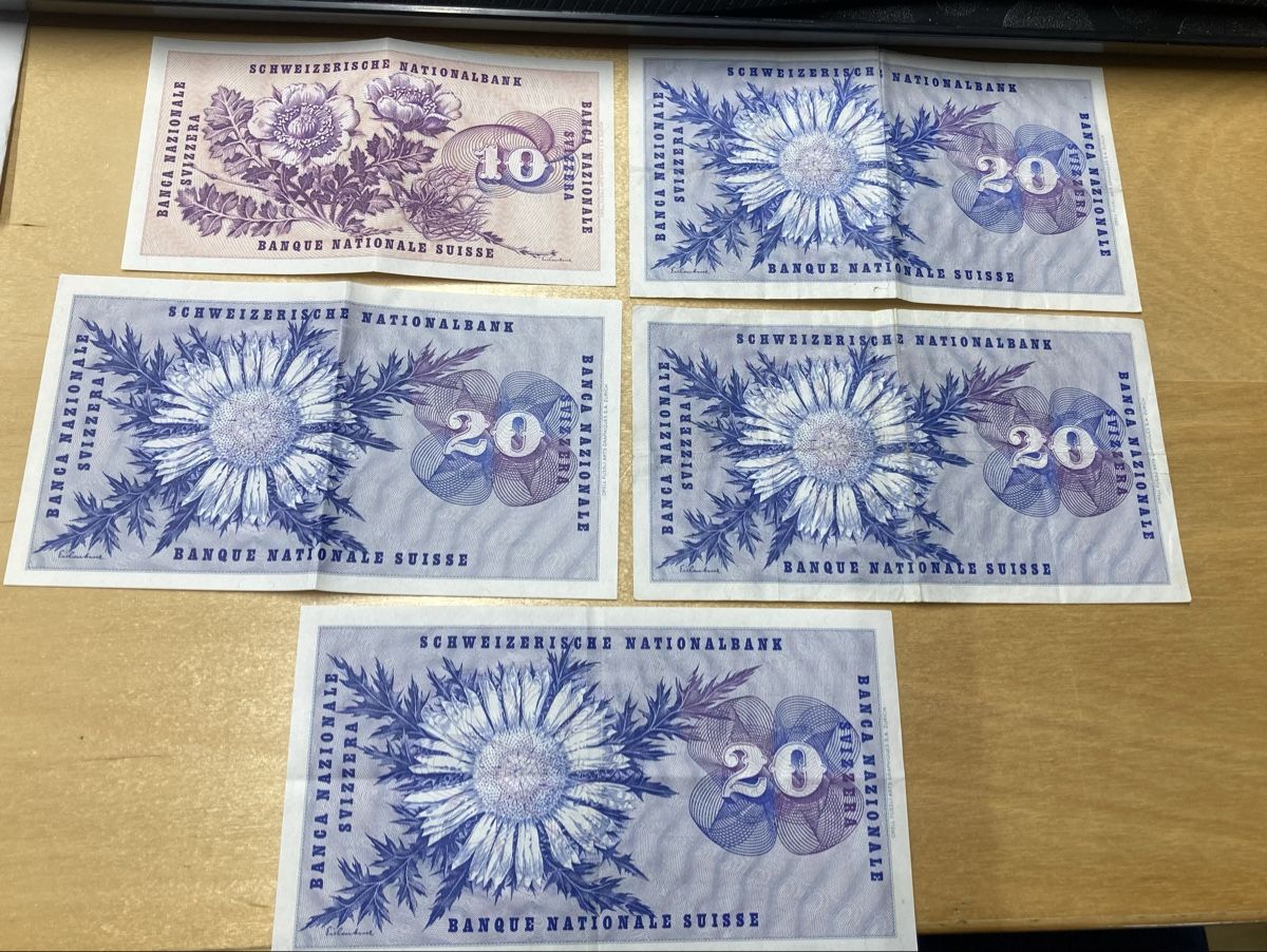 Banknoten: 5x Serie 5 Banknoten Schweiz – Neu (gemäss Beschreibung) aus Rudolfstetten von Stellina1975 1