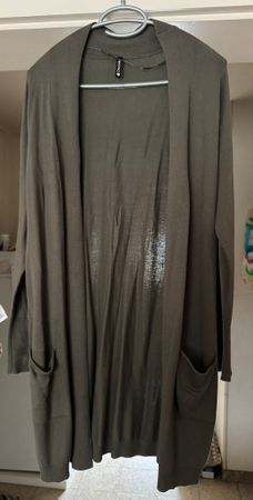 Cardigan long kaki, idéal pour la mi-saison – Taille S neuf