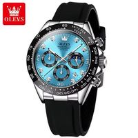 ⌚ Herrenuhr Chronograph Silikon Blau Schwarz Quarz 3 ATM NEU