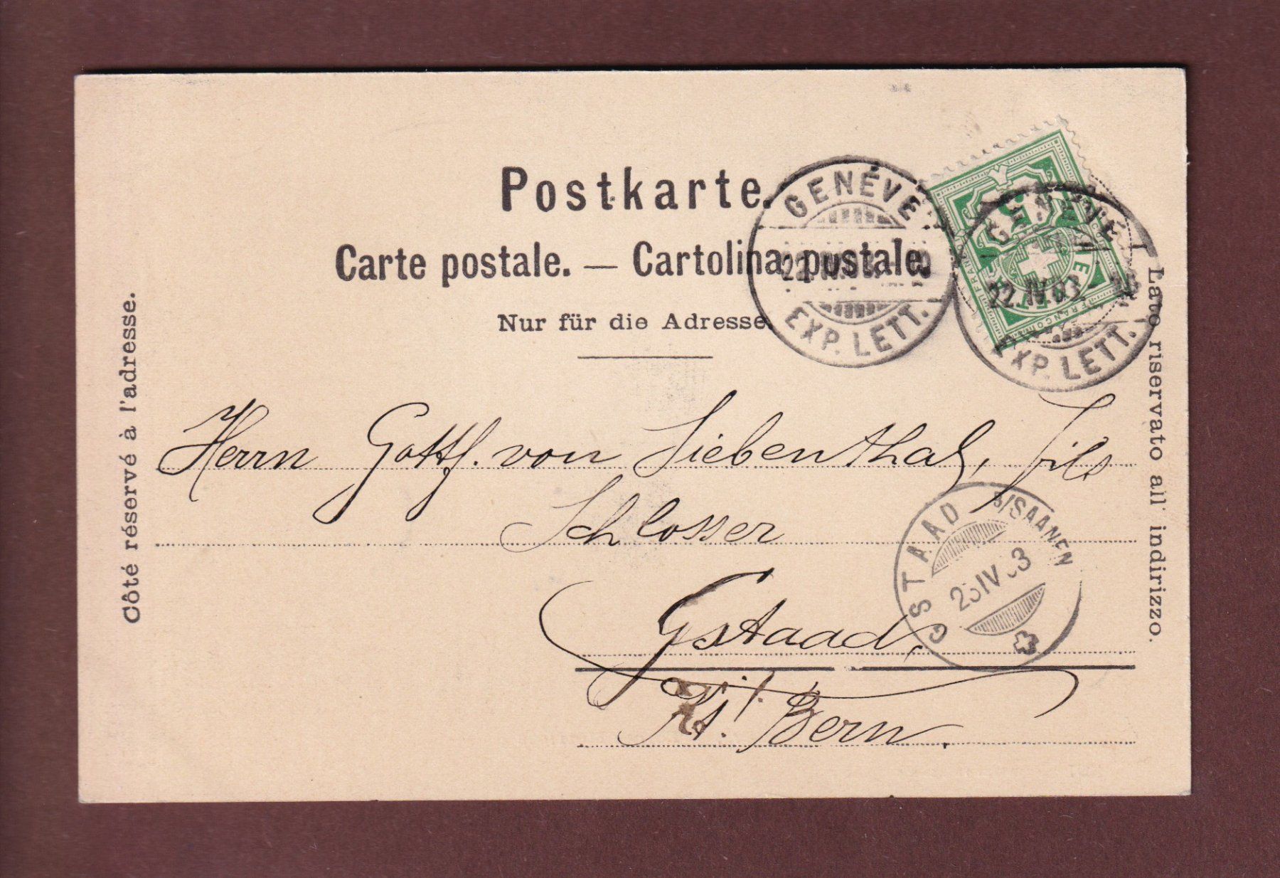 Cartoline postali: GENEVE - Forces motrices - 1903 – Usato da Pully venduto da nicecards 1