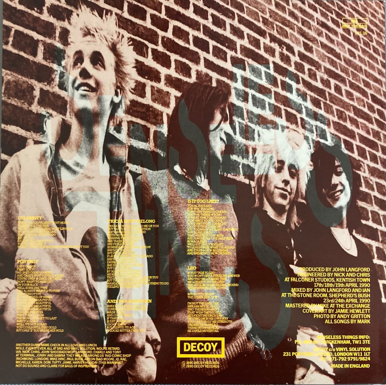 Dischi in vinile: SENSELESS THINGS - IS IT TOO LATE? – Usato da Poliez-Pittet venduto da Newtown-Records 1