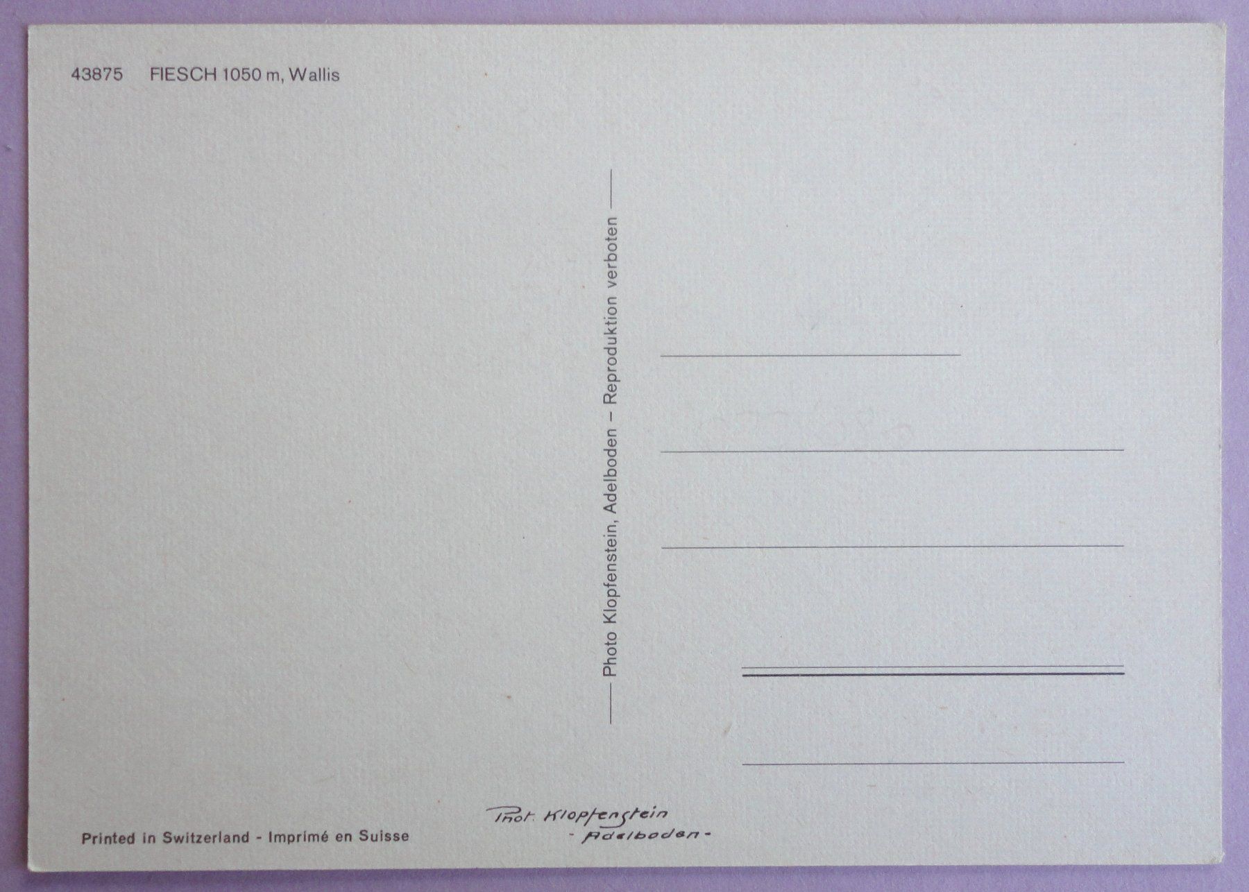 Cartes postales: Fiesch 1050 m, Wallis – D'occasion à Fétigny par Billy2miny 1