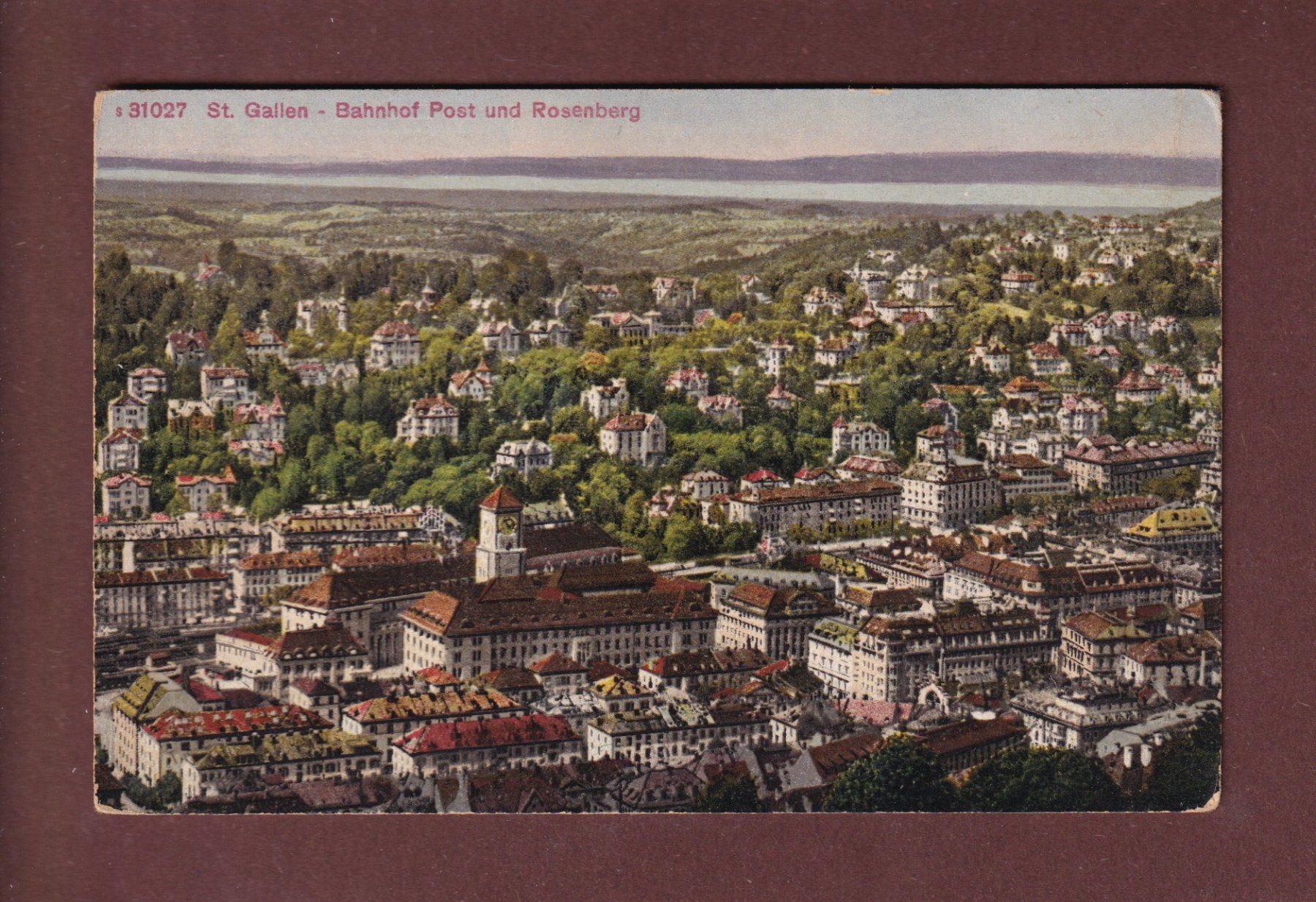 Cartes postales: ST. GALLEN - Bahnhof Post und Rosenberg – D'occasion à Pully par nicecards-shop