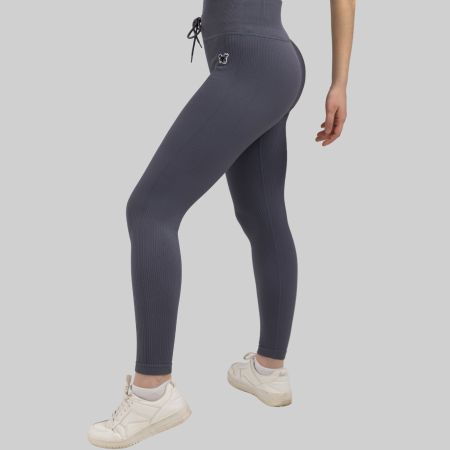 Sport Leggings Damen High Waist Seamless Yoga Grau L YAKWARY