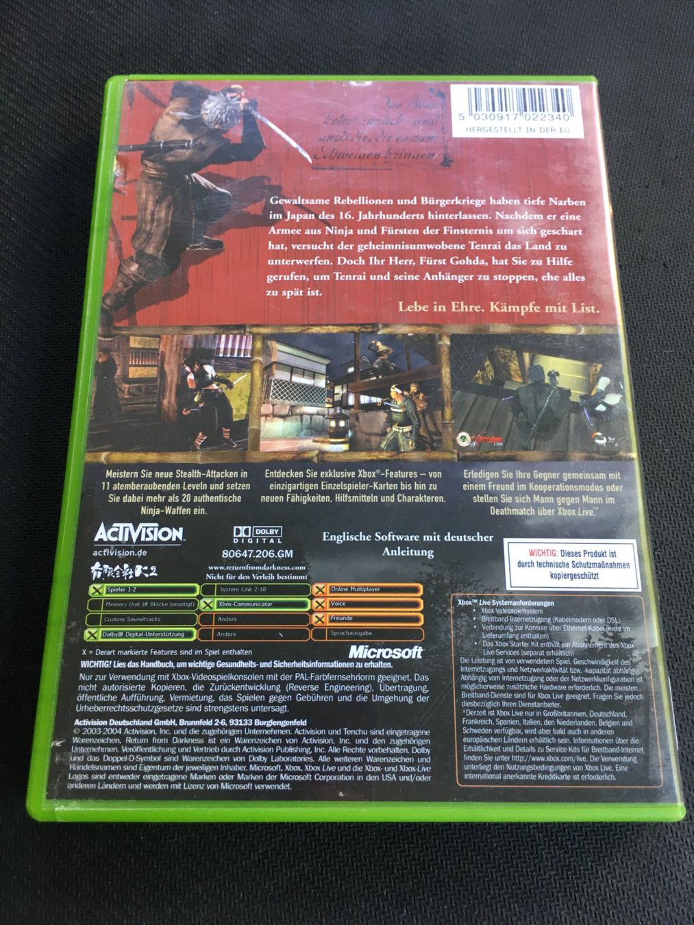 Microsoft Giochi: Tenchu Return from Darkness - Xbox Game – Usato da St.Gallen venduto da Punktchen01 1