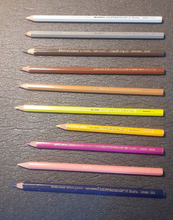 Caran D'Ache 6901.712 - 12 Crayons De Couleur Hexagonaux - Qualité Professionnelle Suisse