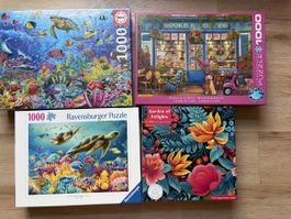 Lot de 4 puzzles de 1000 pièces complets 