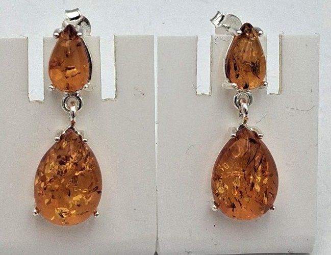 Ohrringe & -stecker: Edle Bernstein Ohrstecker 925 Silber Bernsteinohrschmuck – Neu und originalverpackt aus Heiligkreuzsteinach von schmucktime