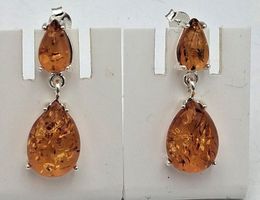 Edle Bernstein Ohrstecker 925 Silber Bernsteinohrschmuck