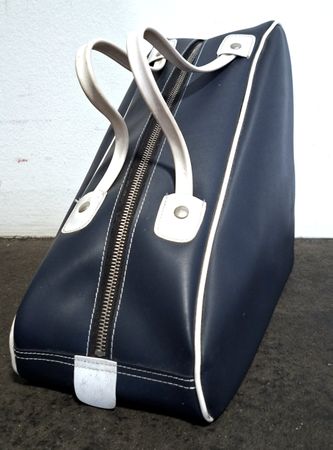Vintage Sporttasche/Reisetasche Dunkelblau Weiss, tolle Form