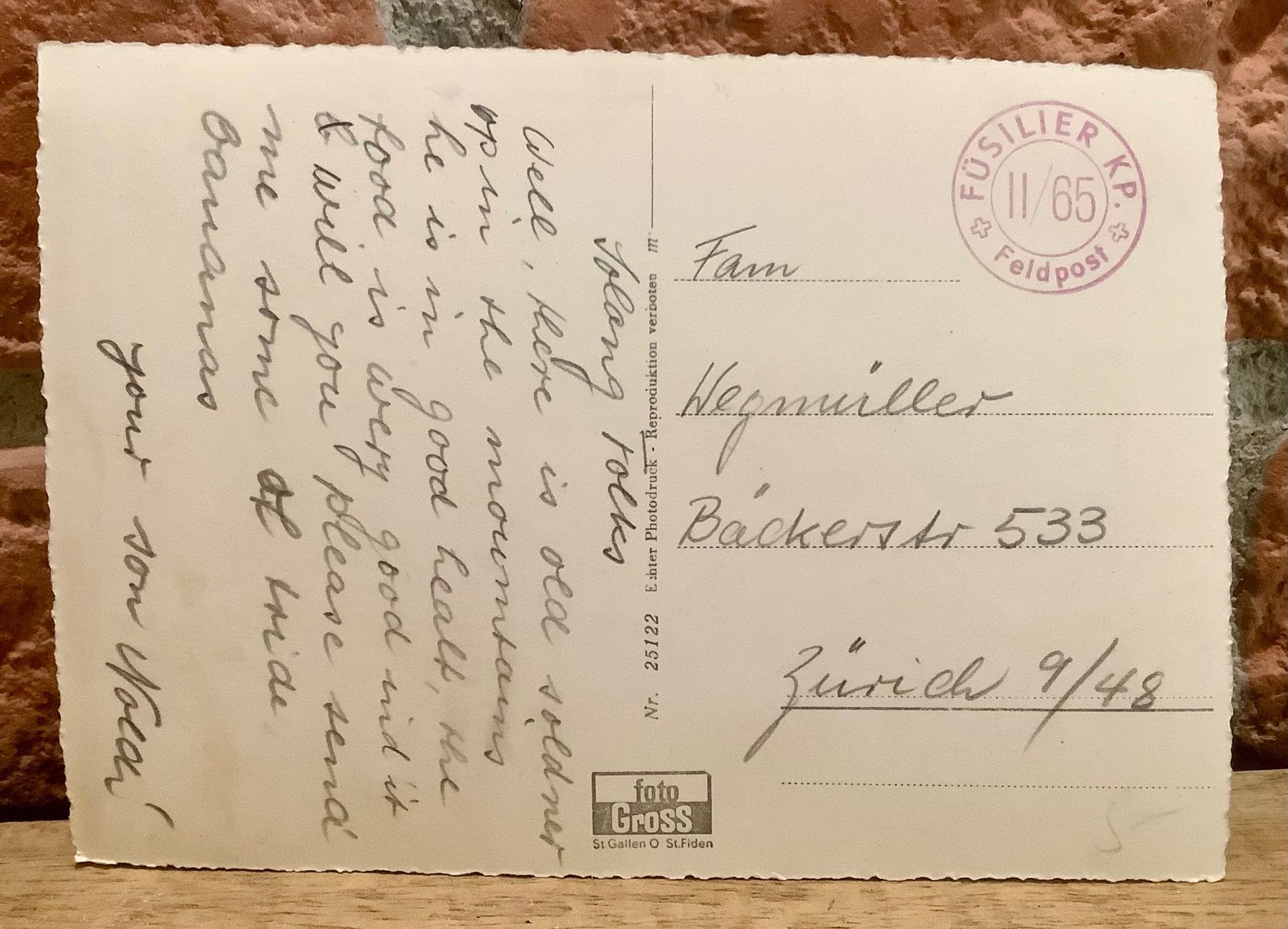 Cartes postales: VERMOL ob Mels mit Alvier & Gonzen - Feldpost - Grossformat – D'occasion à Root par ENGLAND-TREASURES 2