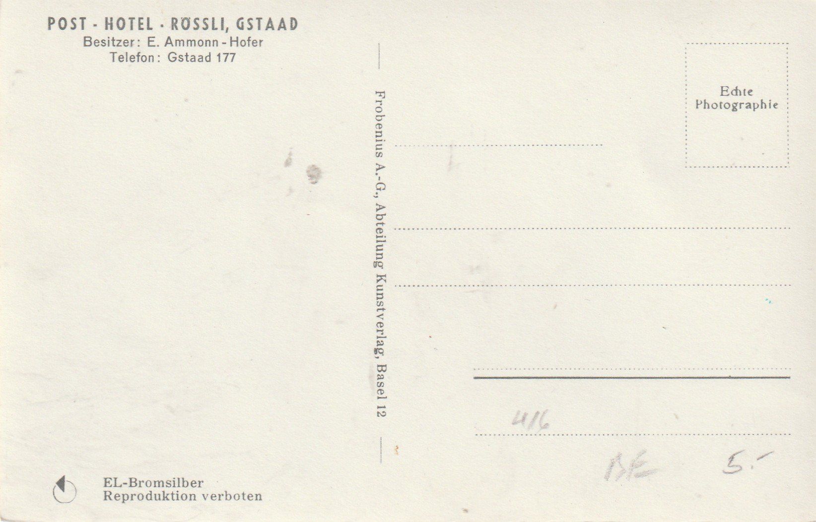 Cartoline postali: Post Hotel Rössli Gstaad – Usato da Lumbrein venduto da made02 1