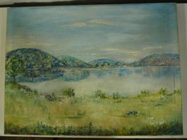 Seenlandschaft signiert Oel auf Leinwand
