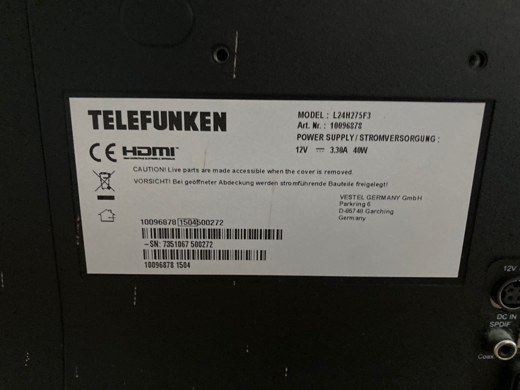 Telefunken Fernseher: TV-Gerät Telefunken 55x33 cm/60 cm – Gebraucht aus Affoltern am Albis von rollotomasi 3