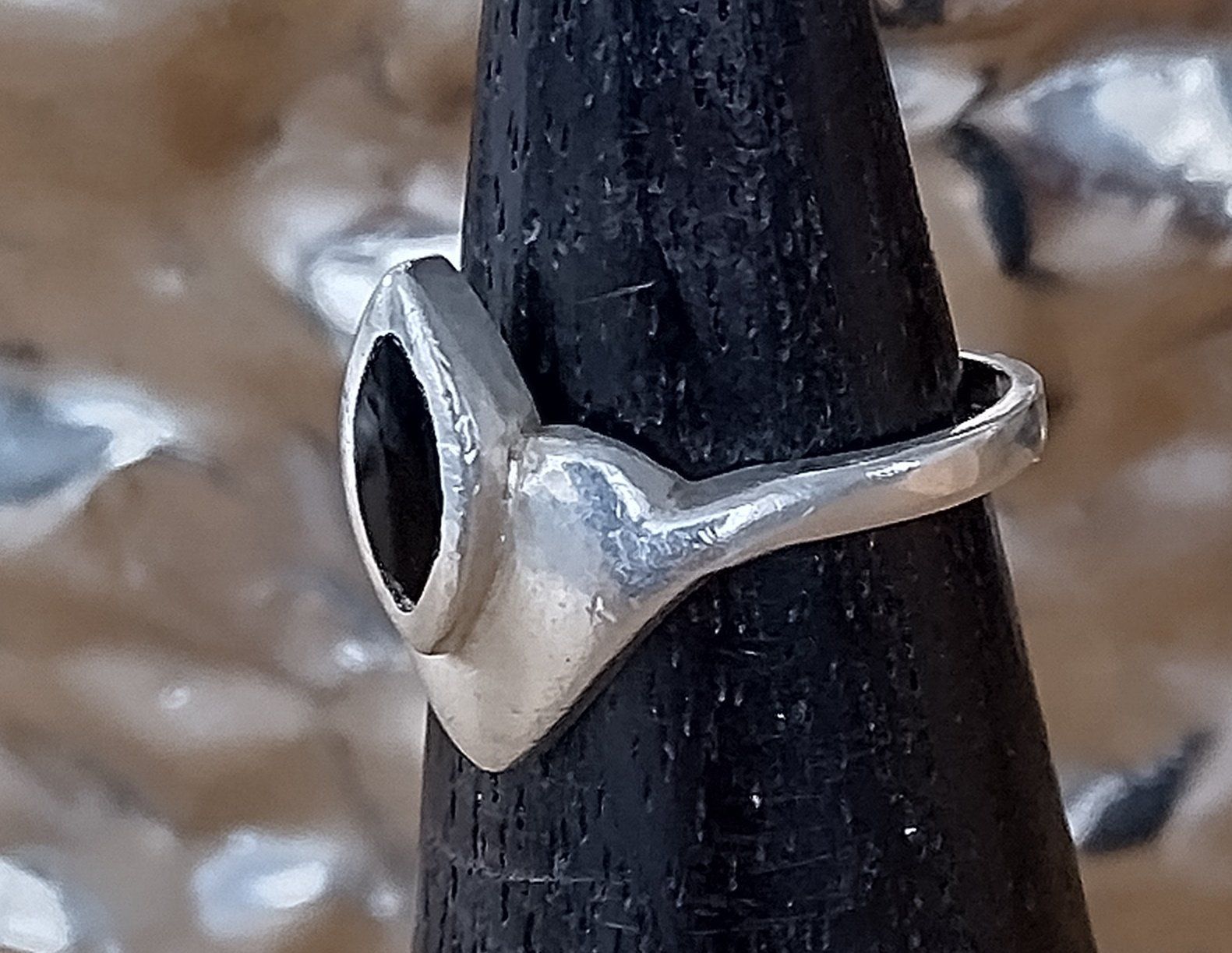 Ringe: SILBER RING 925 MIT ONYX – Gebraucht aus Romanshorn von BoutiqueA 1