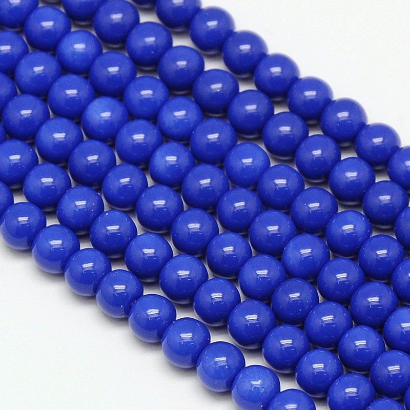 Perlen (unechte): Glasperlen blau  8mm / 1 Strang, ca. 52 Stück – Neu und originalverpackt aus Stallikon von perlenliebe 1