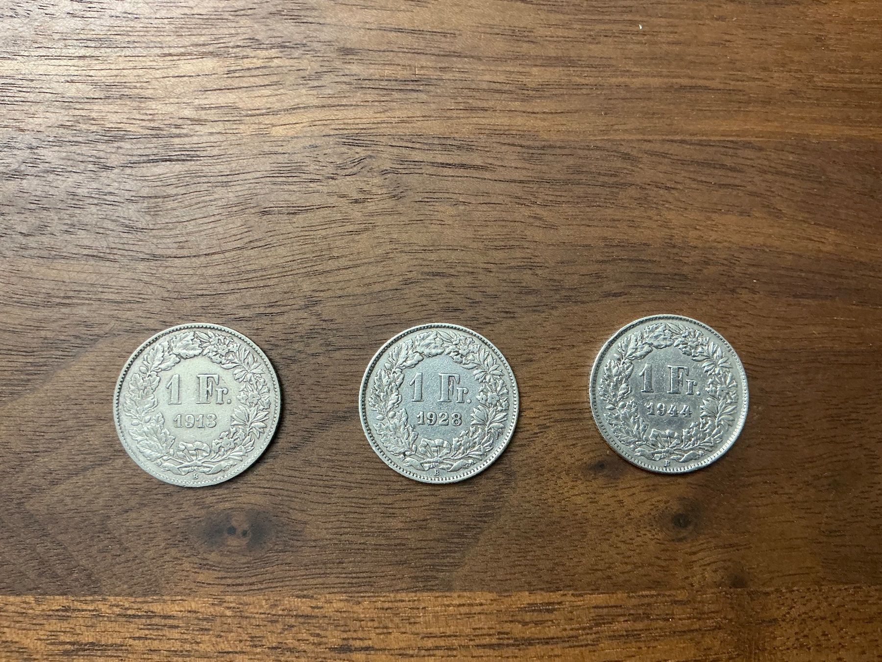 Tutti le monete: 3 x 1 Franken – Usato da Unterägeri venduto da Peter135